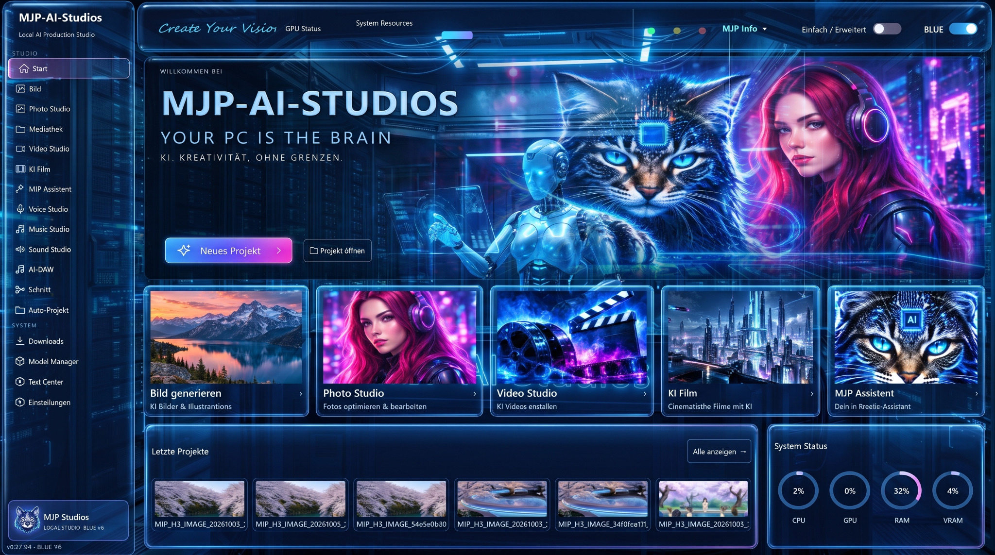 MJP-AI-Studios Benutzeroberfläche